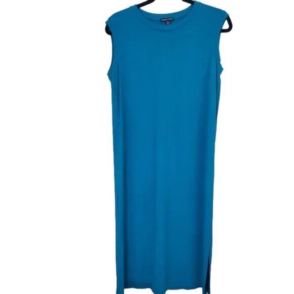 Eileen Fisher Turquoise Midi Sheath Dress Viscose/Spandex Sleeveless Size XS - Picture 1 of 4